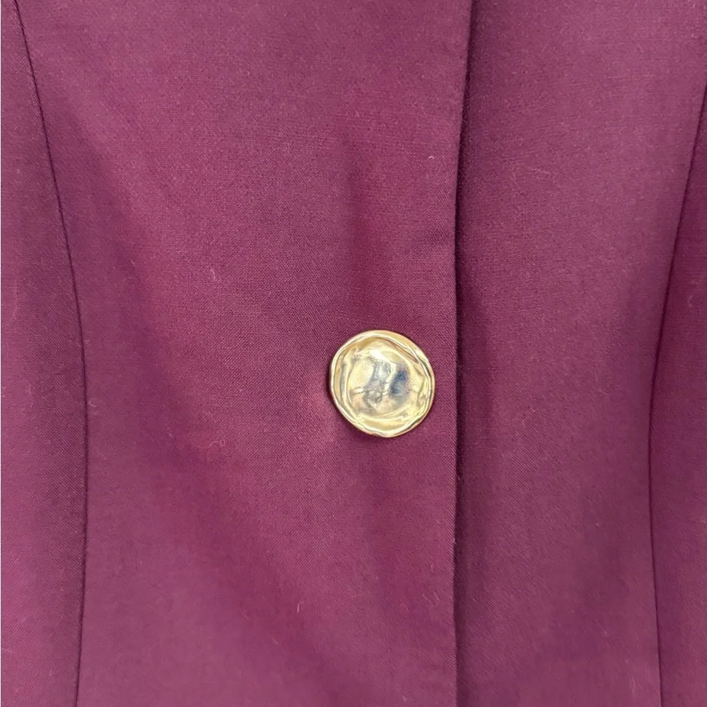 Zara Plum Tailored Frock Coat Long Blazer with Gold Metal Buttons Size XS​ - Picture 8 of 8